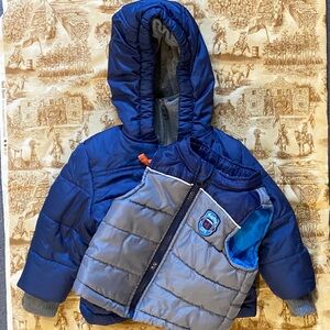 Blue Grey Baby Puffer Jacket And Vest Bundle size 6-9Months Rothschild healthtex